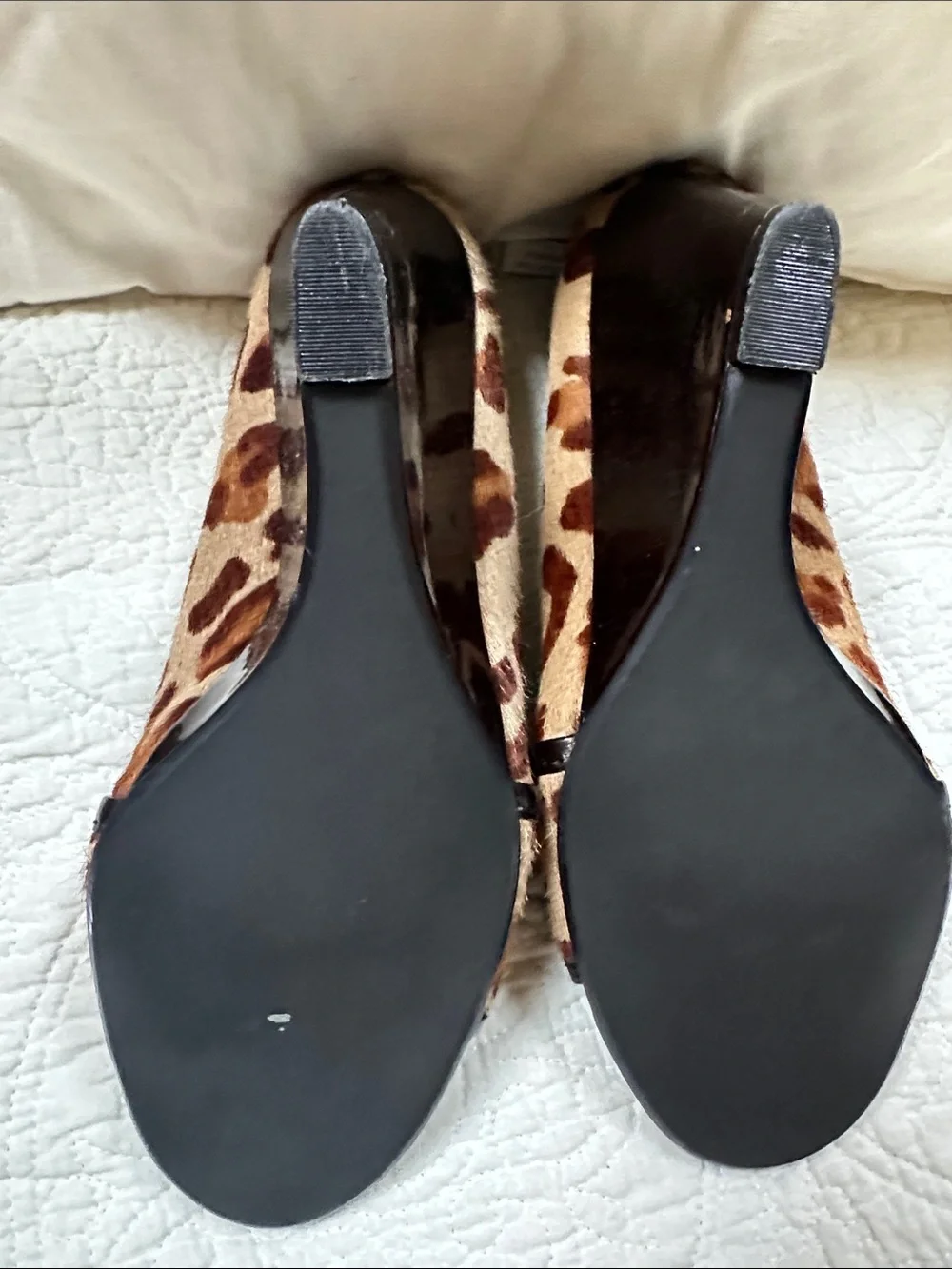 MICHAEL Michael Kors Leopard Print Peep-Toe Heels with Black Trim